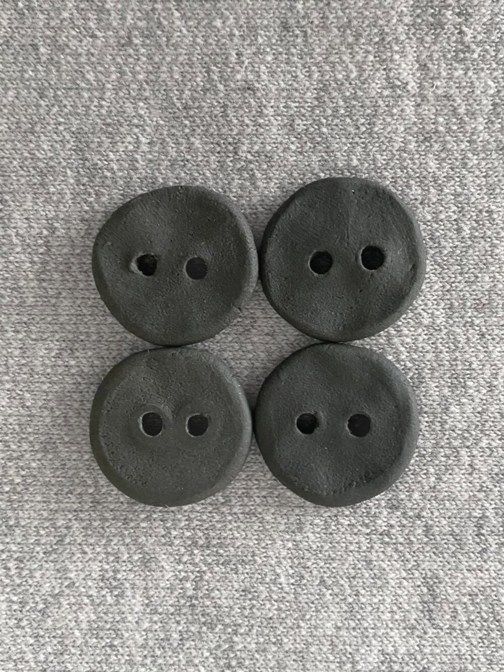Handmade Ceramic Buttons by Krista Grunsky Dark Grey Medium 20mm Lot of 4